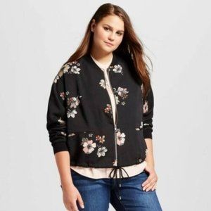 Floral Bomber Jacket - Black
